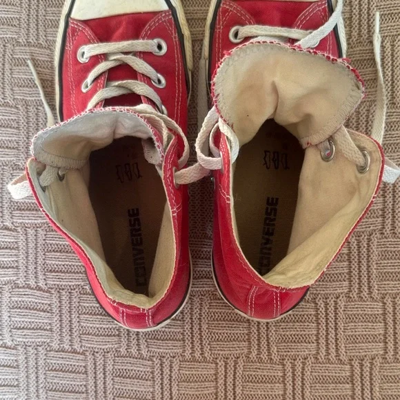 Converse Red High-Top Canvas Sneakers with White Accents - Picture 10 of 13